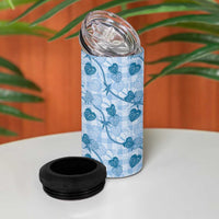 Anthurium Pikake Ti Leaf Palaka 4 in 1 Can Cooler Tumbler Blue Version LT01 - Polynesian Pride