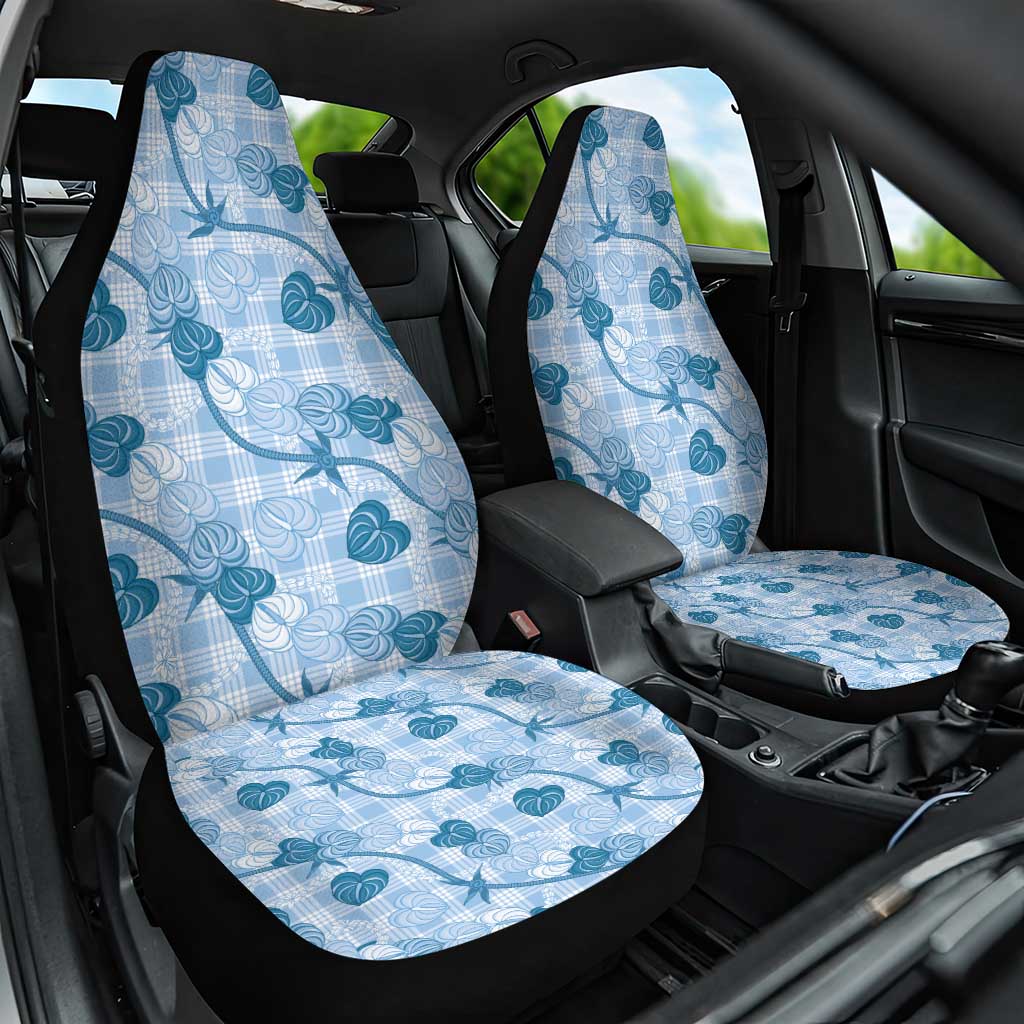 Anthurium Pikake Ti Leaf Palaka Car Seat Cover Blue Version