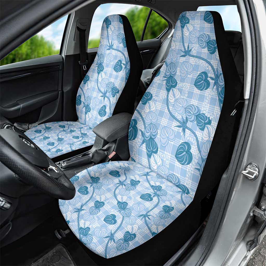 Anthurium Pikake Ti Leaf Palaka Car Seat Cover Blue Version