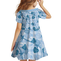 Anthurium Pikake Ti Leaf Palaka Family Matching Summer Maxi Dress and Hawaiian Shirt Blue Version LT01 - Polynesian Pride
