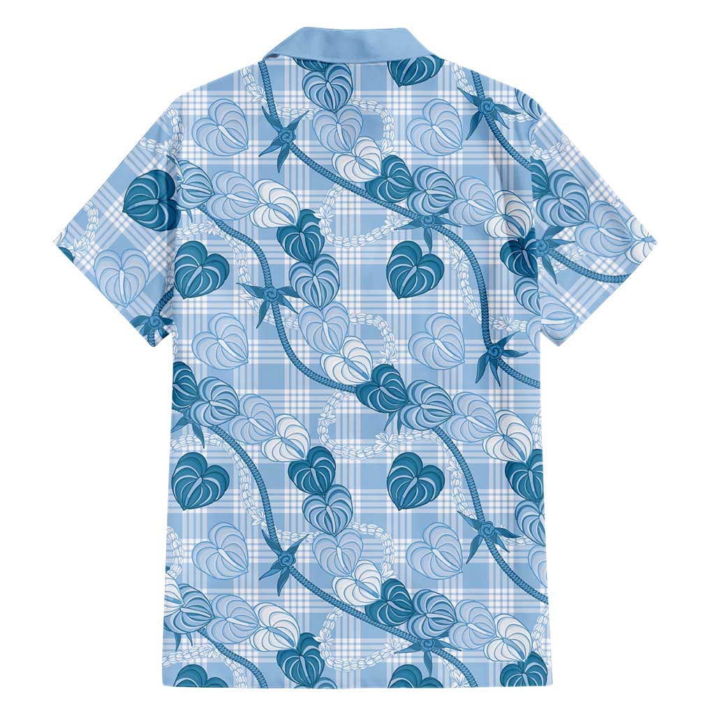 Anthurium Pikake Ti Leaf Palaka Hawaiian Shirt Blue Version LT01 - Polynesian Pride