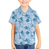 Anthurium Pikake Ti Leaf Palaka Hawaiian Shirt Blue Version LT01 - Polynesian Pride