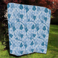 Anthurium Pikake Ti Leaf Palaka Quilt Blue Version LT01 - Polynesian Pride