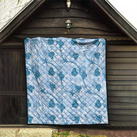 Anthurium Pikake Ti Leaf Palaka Quilt Blue Version LT01 - Polynesian Pride