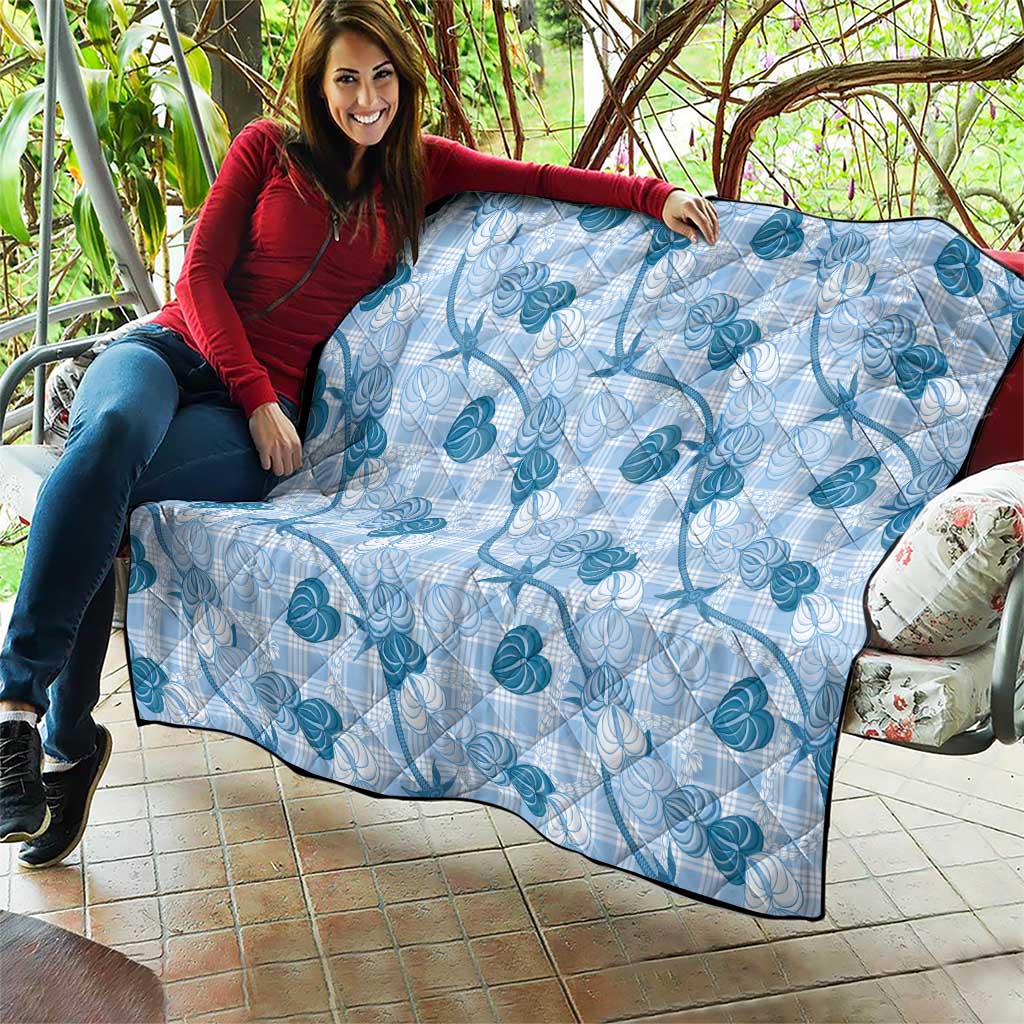 Anthurium Pikake Ti Leaf Palaka Quilt Blue Version LT01 - Polynesian Pride