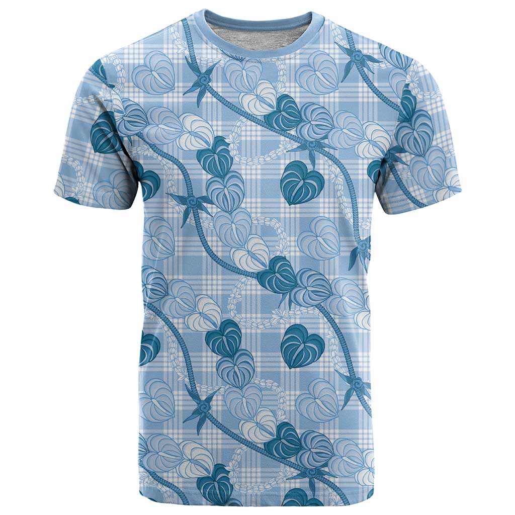 Anthurium Pikake Ti Leaf Palaka T Shirt Blue Version