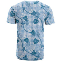 Anthurium Pikake Ti Leaf Palaka T Shirt Blue Version