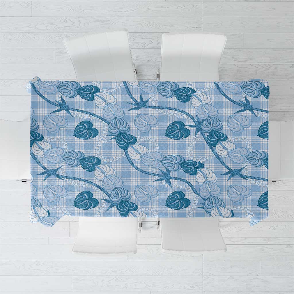 Anthurium Pikake Ti Leaf Palaka Tablecloth Blue Version