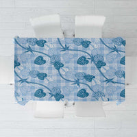 Anthurium Pikake Ti Leaf Palaka Tablecloth Blue Version
