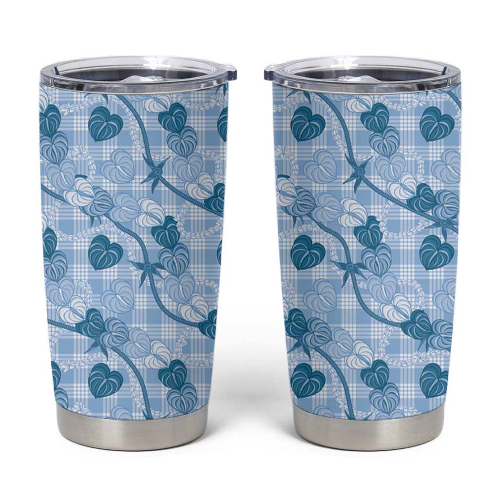 Anthurium Pikake Ti Leaf Palaka Tumbler Cup Blue Version