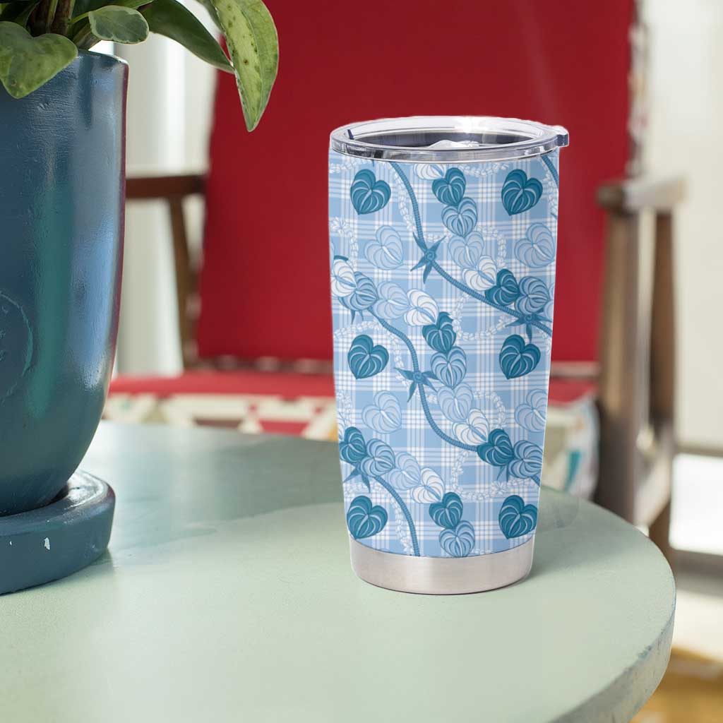 Anthurium Pikake Ti Leaf Palaka Tumbler Cup Blue Version