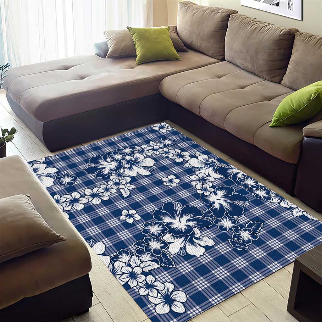 Hibiscus Pakala Cobalt Blue Royal Area Rug Tropical Floral Stylized - Polynesian Pride