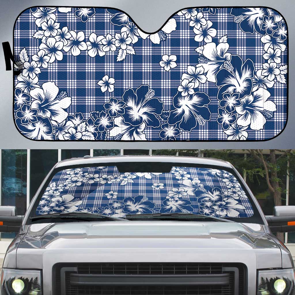 Hibiscus Pakala Cobalt Blue Royal Auto Sun Shade Tropical Floral Stylized - Polynesian Pride