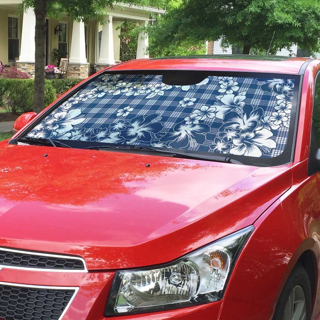 Hibiscus Pakala Cobalt Blue Royal Auto Sun Shade Tropical Floral Stylized - Polynesian Pride