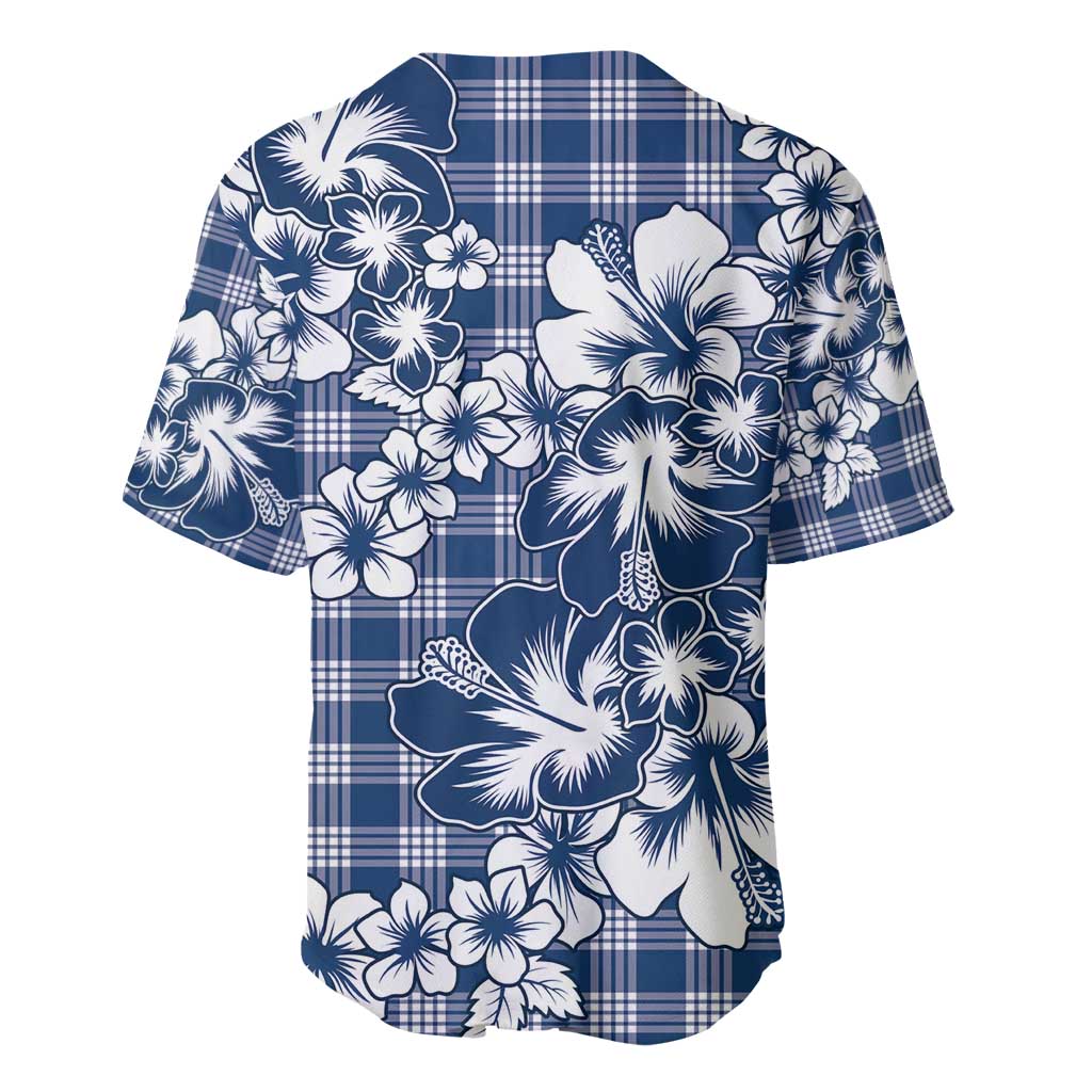 Hibiscus Pakala Cobalt Blue Royal Baseball Jersey Tropical Floral Stylized - Polynesian Pride