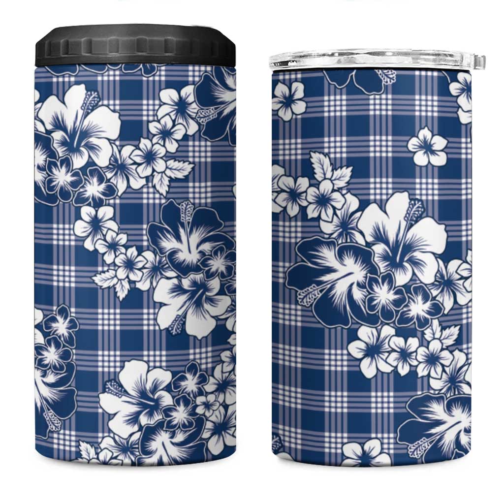 Hibiscus Pakala Cobalt Blue Royal 4 in 1 Can Cooler Tumbler Tropical Floral Stylized - Polynesian Pride