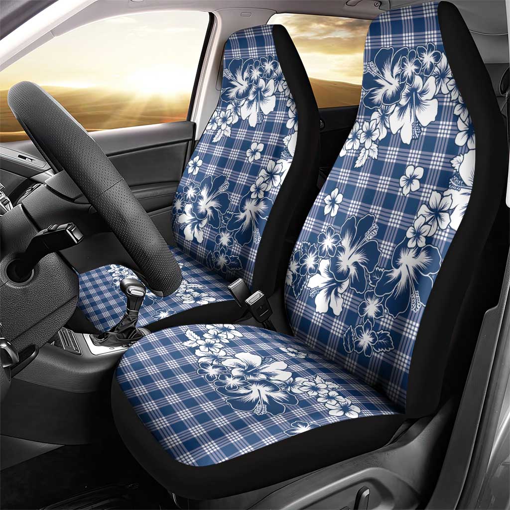 Hibiscus Pakala Cobalt Blue Royal Car Seat Cover Tropical Floral Stylized - Polynesian Pride