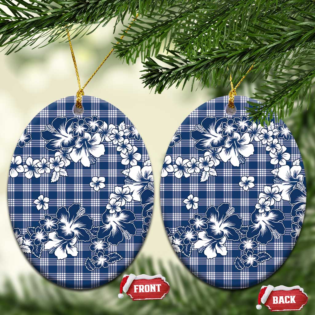 Hibiscus Pakala Cobalt Blue Royal Ceramic Ornament Tropical Floral Stylized - Polynesian Pride