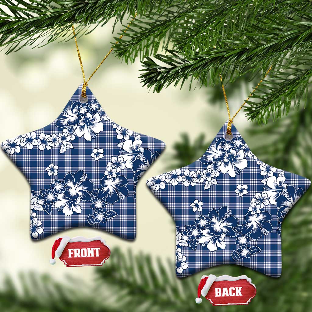 Hibiscus Pakala Cobalt Blue Royal Ceramic Ornament Tropical Floral Stylized - Polynesian Pride