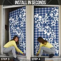 Hibiscus Pakala Cobalt Blue Royal Door Cover Tropical Floral Stylized - Polynesian Pride