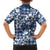 Hibiscus Pakala Cobalt Blue Royal Family Matching Long Sleeve Bodycon Dress and Hawaiian Shirt Tropical Floral Stylized - Polynesian Pride
