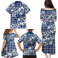 Hibiscus Pakala Cobalt Blue Royal Family Matching Puletasi and Hawaiian Shirt Tropical Floral Stylized - Polynesian Pride