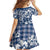 Hibiscus Pakala Cobalt Blue Royal Family Matching Short Sleeve Bodycon Dress and Hawaiian Shirt Tropical Floral Stylized - Polynesian Pride