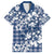 Hibiscus Pakala Cobalt Blue Royal Family Matching Short Sleeve Bodycon Dress and Hawaiian Shirt Tropical Floral Stylized - Polynesian Pride
