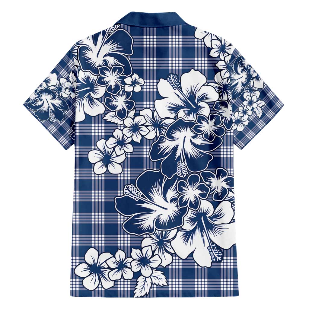 Hibiscus Pakala Cobalt Blue Royal Family Matching Short Sleeve Bodycon Dress and Hawaiian Shirt Tropical Floral Stylized - Polynesian Pride