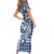 Hibiscus Pakala Cobalt Blue Royal Family Matching Short Sleeve Bodycon Dress and Hawaiian Shirt Tropical Floral Stylized - Polynesian Pride