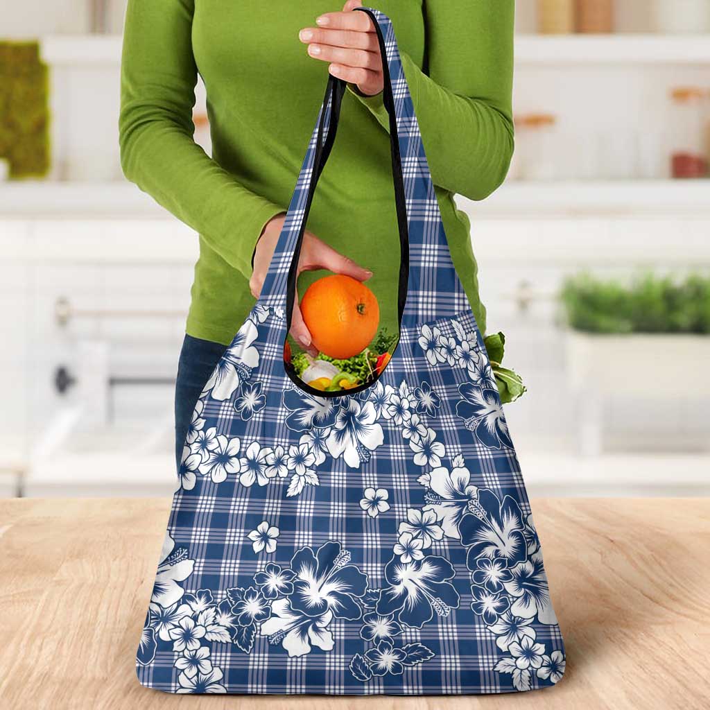Hibiscus Pakala Cobalt Blue Royal Grocery Bag Tropical Floral Stylized - Polynesian Pride