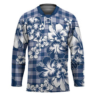 Hibiscus Pakala Cobalt Blue Royal Hockey Jersey Tropical Floral Stylized - Polynesian Pride