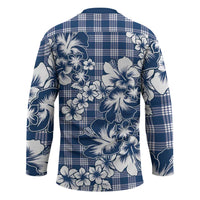 Hibiscus Pakala Cobalt Blue Royal Hockey Jersey Tropical Floral Stylized - Polynesian Pride