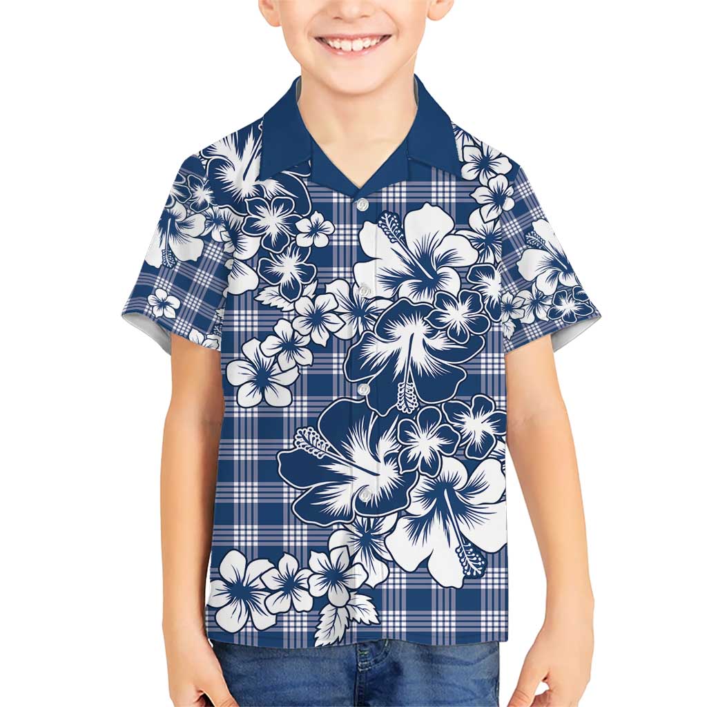 Hibiscus Pakala Cobalt Blue Royal Kid Hawaiian Shirt Tropical Floral Stylized - Polynesian Pride