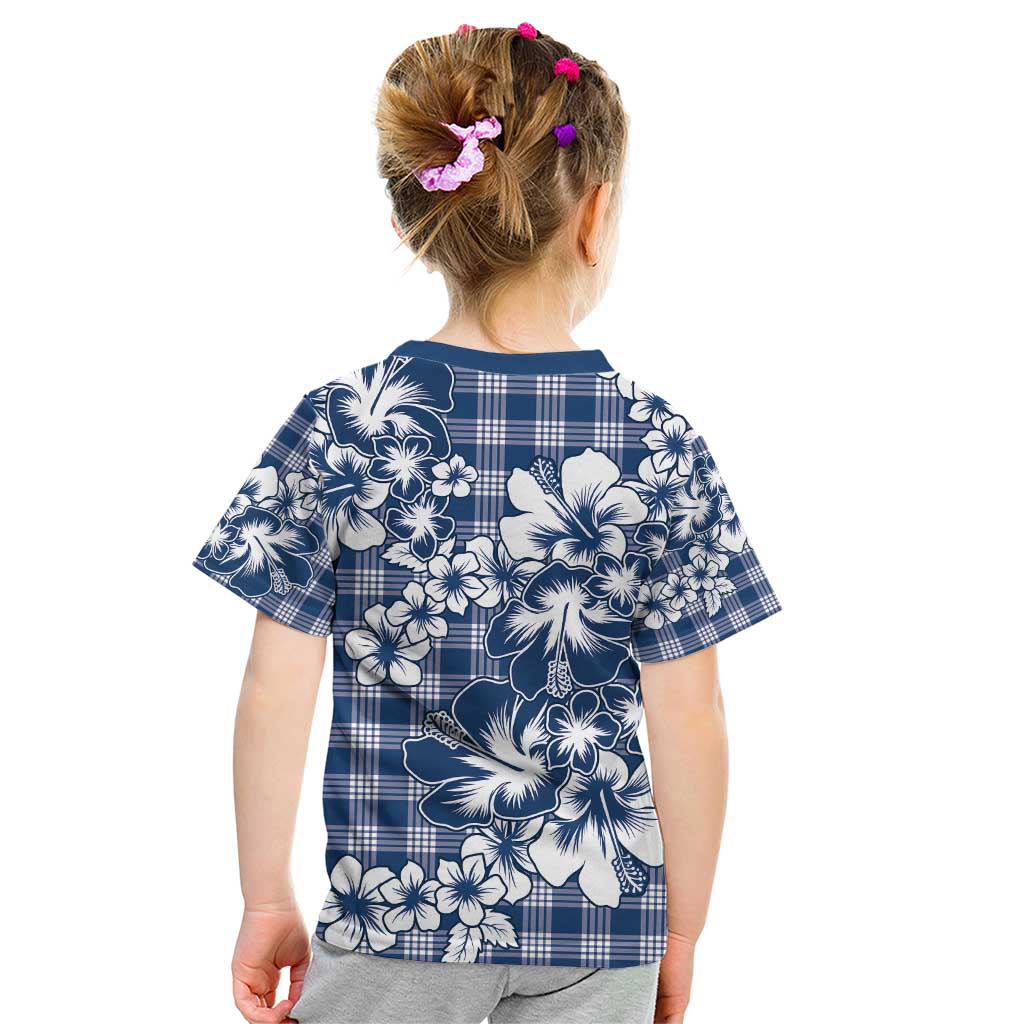 Hibiscus Pakala Cobalt Blue Royal Kid T Shirt Tropical Floral Stylized - Polynesian Pride