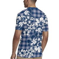 Hibiscus Pakala Cobalt Blue Royal Rugby Jersey Tropical Floral Stylized - Polynesian Pride