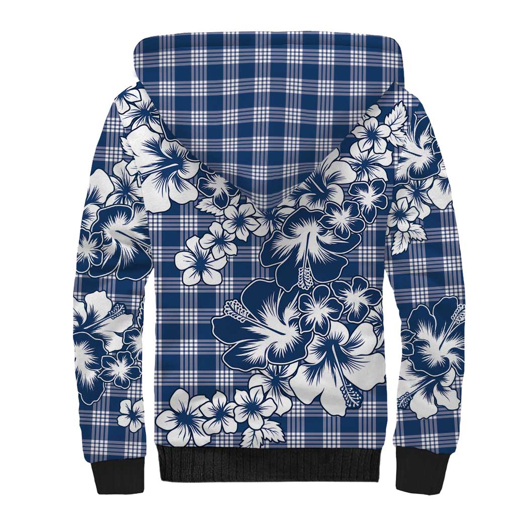 Hibiscus Pakala Cobalt Blue Royal Sherpa Hoodie Tropical Floral Stylized - Polynesian Pride