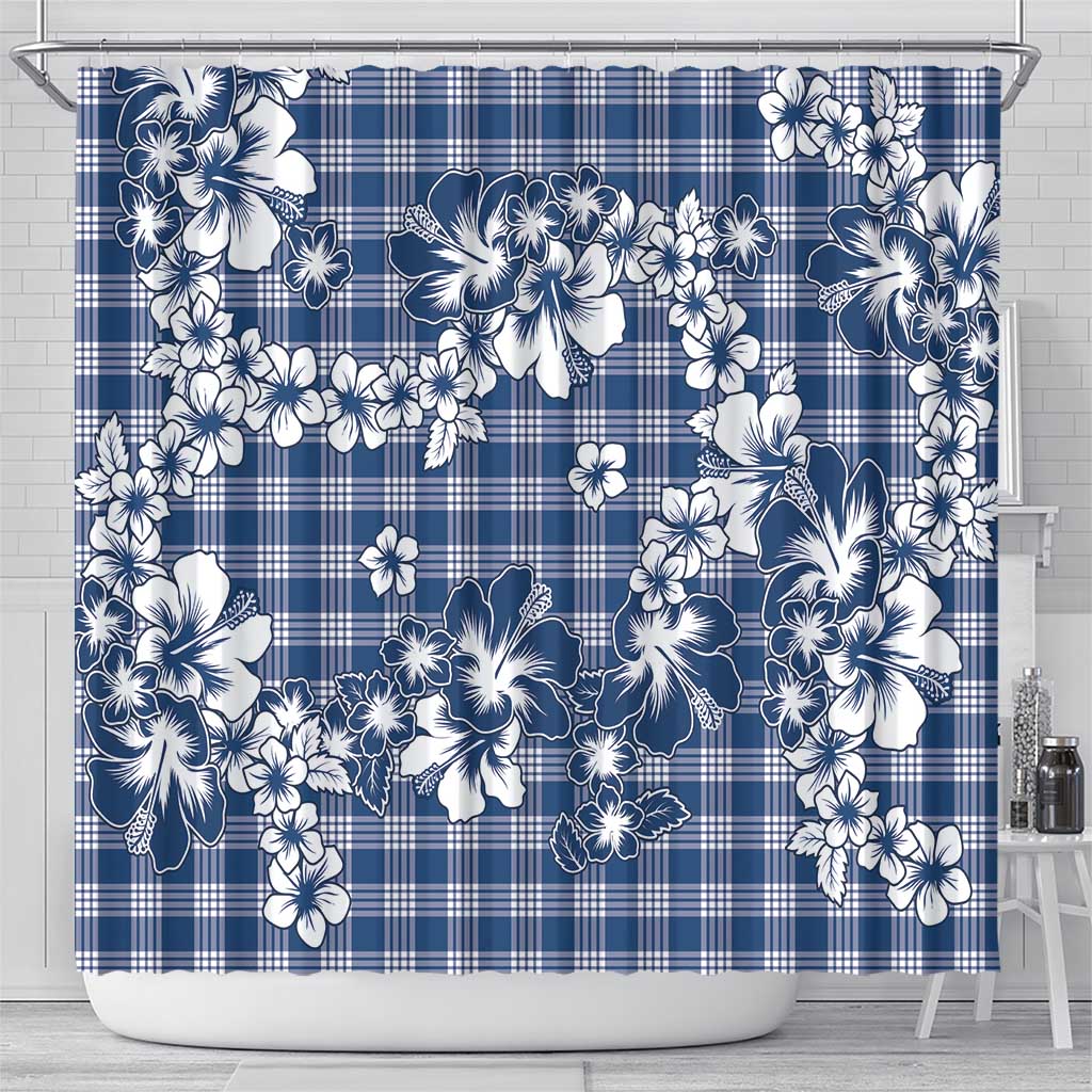 Hibiscus Pakala Cobalt Blue Royal Shower Curtain Tropical Floral Stylized - Polynesian Pride