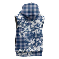 Hibiscus Pakala Cobalt Blue Royal Sleeveless Hoodie Tropical Floral Stylized - Polynesian Pride