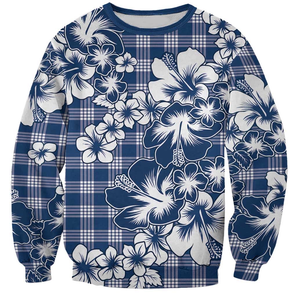 Hibiscus Pakala Cobalt Blue Royal Sweatshirt Tropical Floral Stylized - Polynesian Pride