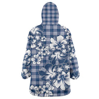 Hibiscus Pakala Cobalt Blue Royal Wearable Blanket Hoodie Tropical Floral Stylized - Polynesian Pride