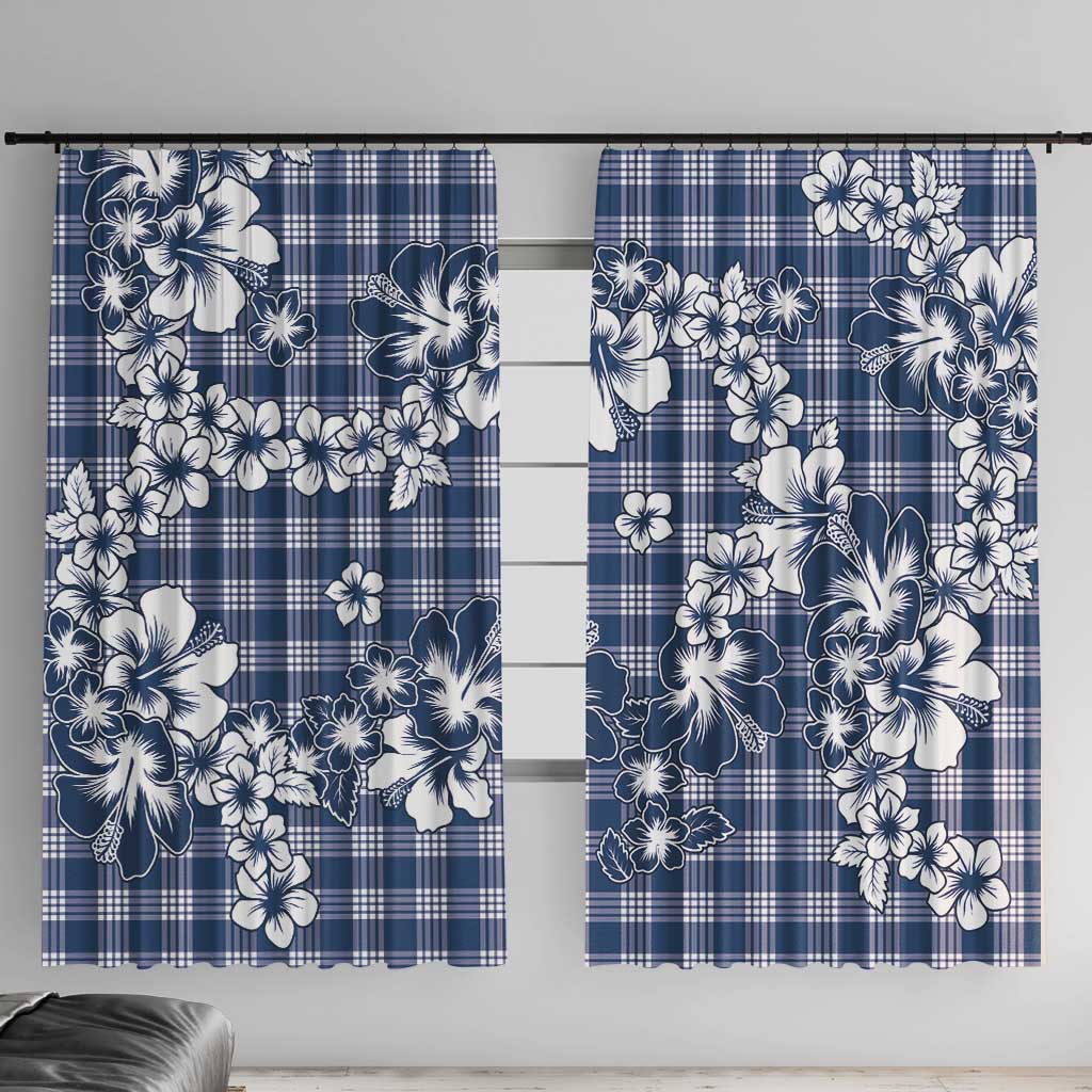 Hibiscus Pakala Cobalt Blue Royal Window Curtain Tropical Floral Stylized - Polynesian Pride