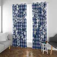 Hibiscus Pakala Cobalt Blue Royal Window Curtain Tropical Floral Stylized - Polynesian Pride