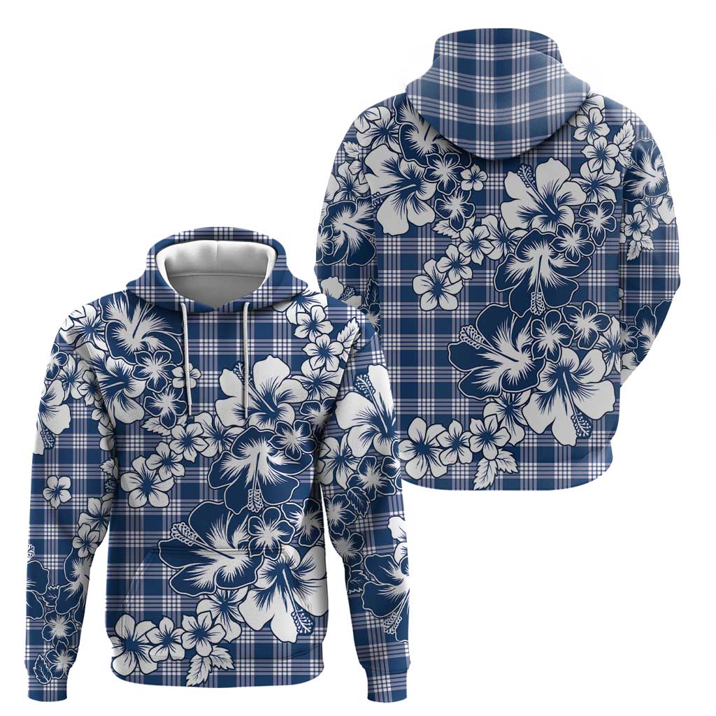 Hibiscus Pakala Cobalt Blue Royal Zip Hoodie Tropical Floral Stylized - Polynesian Pride