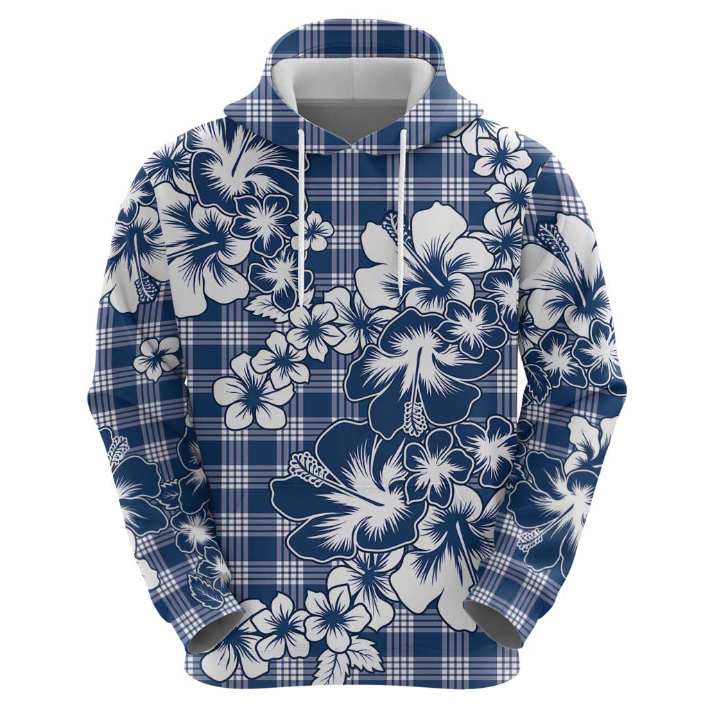 Hibiscus Pakala Cobalt Blue Royal Zip Hoodie Tropical Floral Stylized - Polynesian Pride