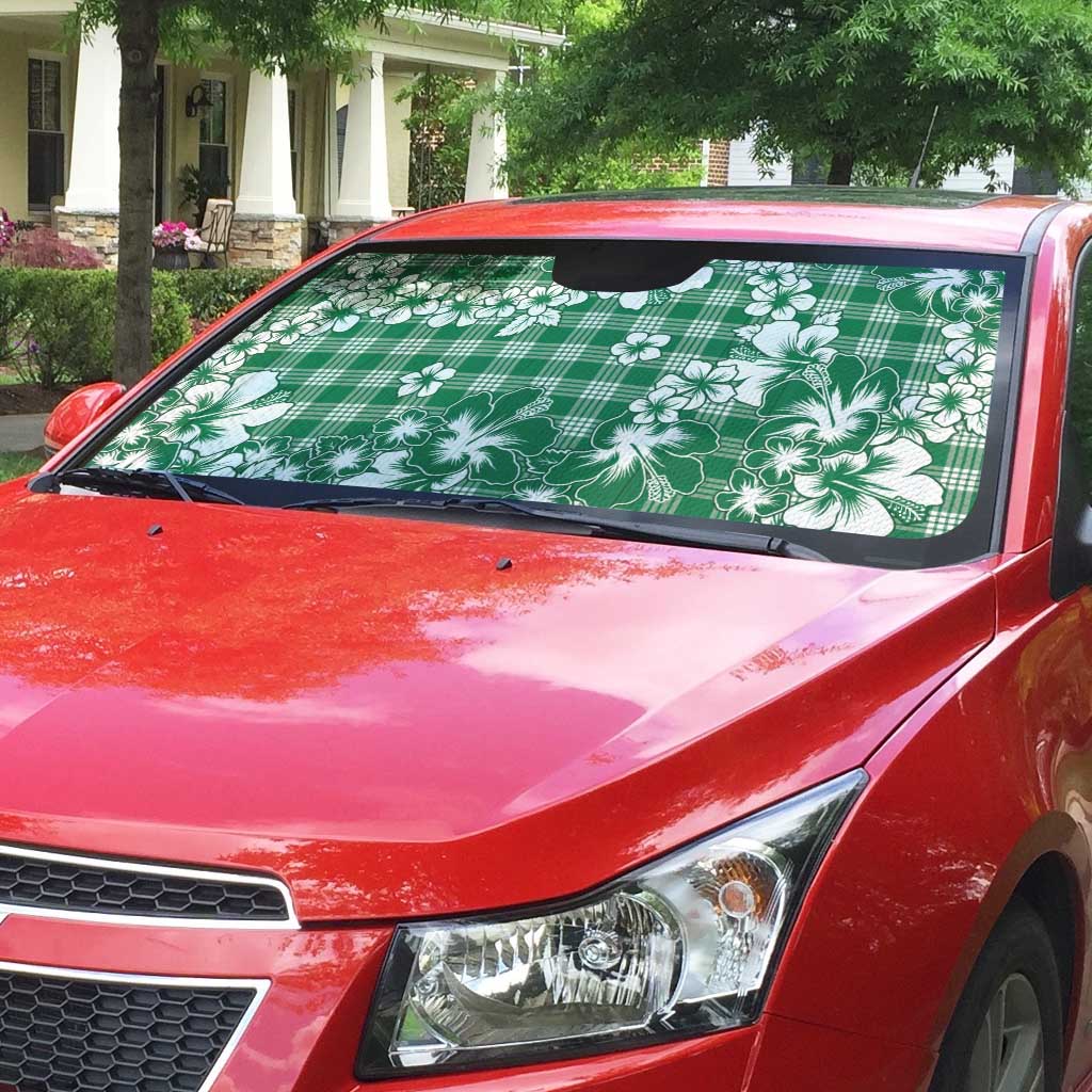 Hibiscus Pakala Emerald Green Auto Sun Shade Tropical Floral Stylized - Polynesian Pride