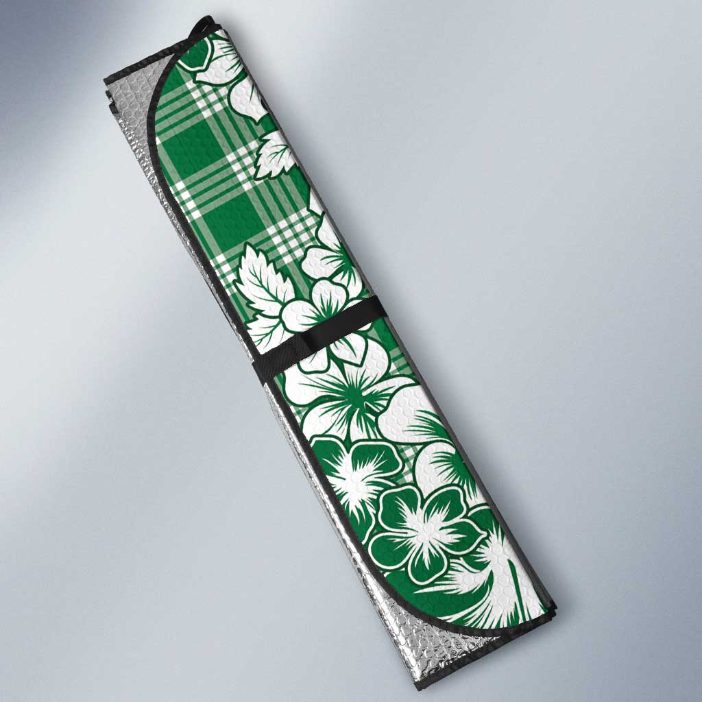 Hibiscus Pakala Emerald Green Auto Sun Shade Tropical Floral Stylized - Polynesian Pride