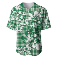Hibiscus Pakala Emerald Green Baseball Jersey Tropical Floral Stylized - Polynesian Pride