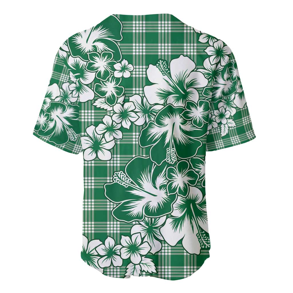 Hibiscus Pakala Emerald Green Baseball Jersey Tropical Floral Stylized - Polynesian Pride