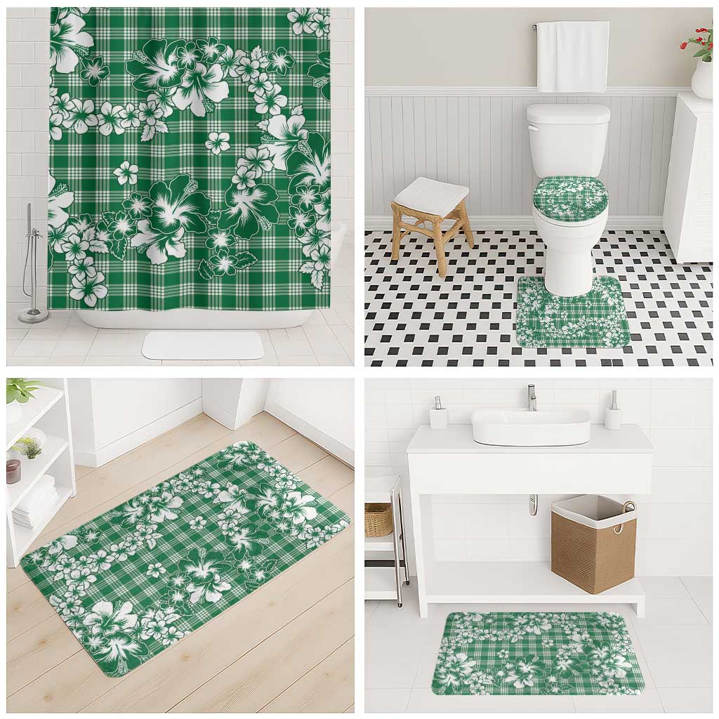 Hibiscus Pakala Emerald Green Bathroom Set Tropical Floral Stylized - Polynesian Pride